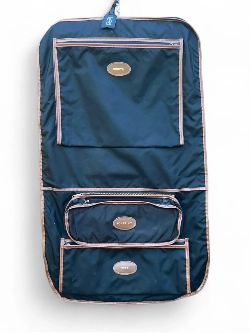 Lark & Ro Black Garment Bag with Red, Green & White Center Stripe